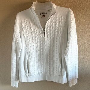 Orvis Women's White Cable Knit Turtleneck Sweater